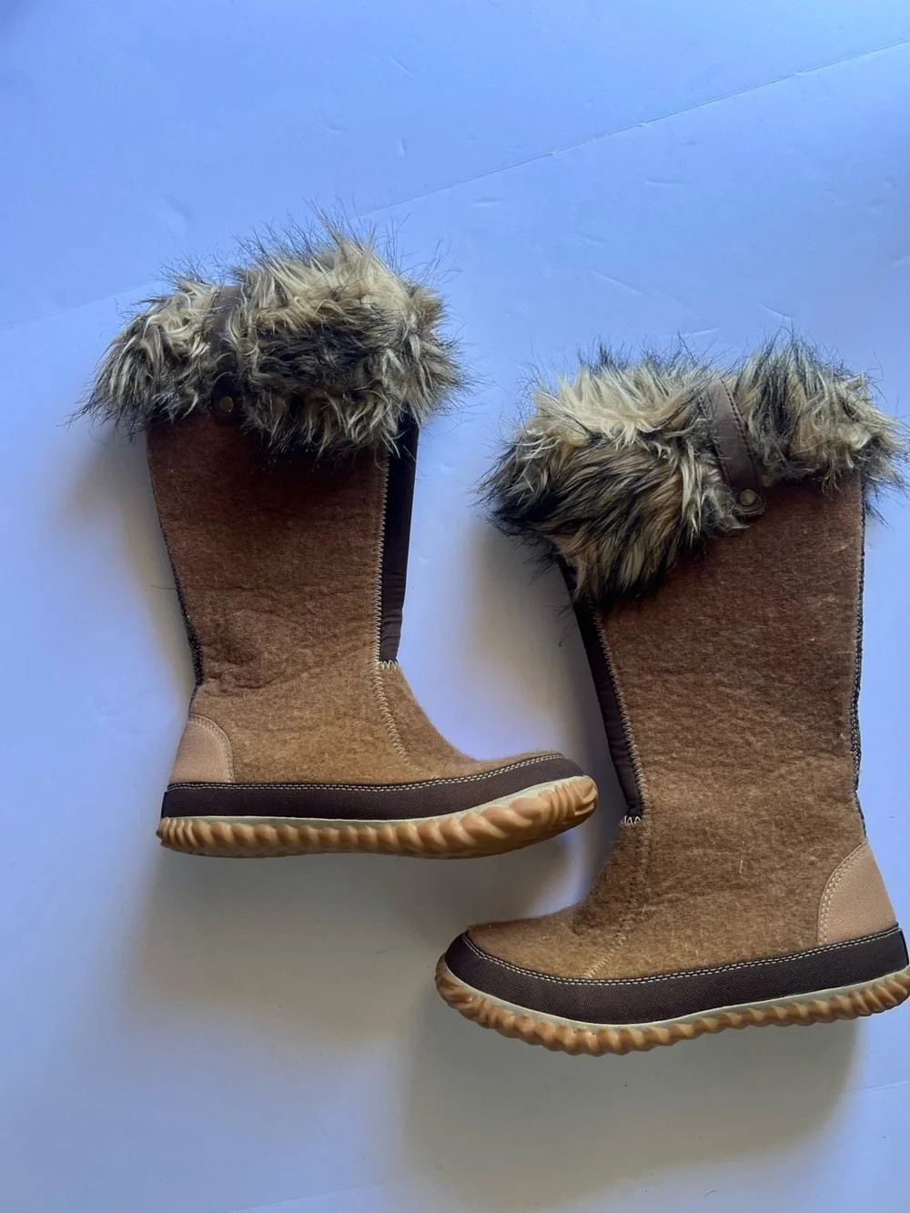 Sorel  Tall Brown Faux-Fur Trim Winter Boots
